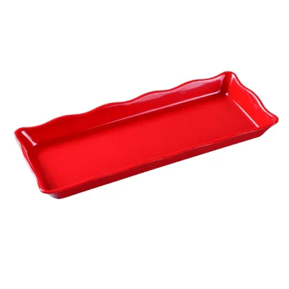 Picture of DC-6014R Deli 14″ X 5 1/2″ X 1″ Scallop Edged Display Tray Red