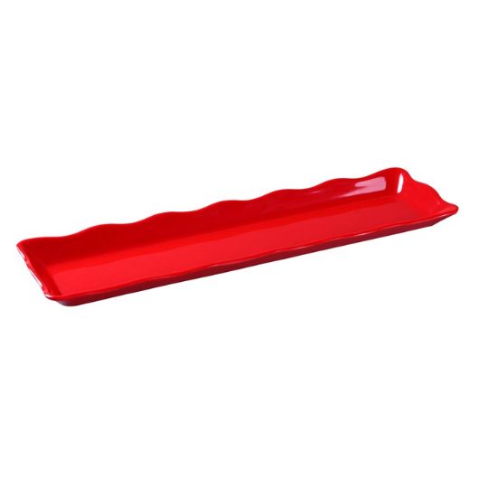 Picture of DC-6019R Deli 19″ X 5 1/4″ X 1″ Scallop Edged Display Tray Red