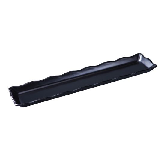 Picture of DC-6021B Deli 21″ X 5 1/4″ X 1″ Scallop Edged Display Tray Black