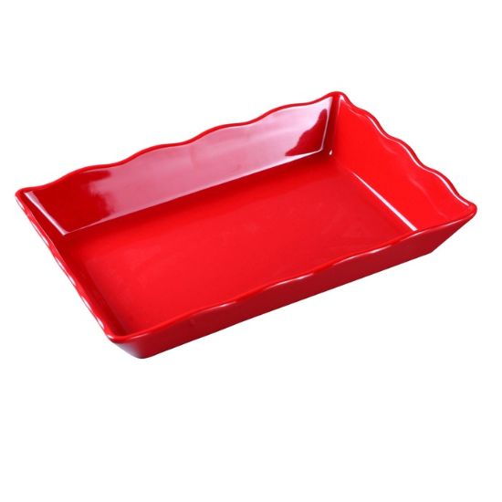 Picture of DC-6114R Deli 14″ X 9 1/2″ X 2″ Scallop Edged Display Tray Red