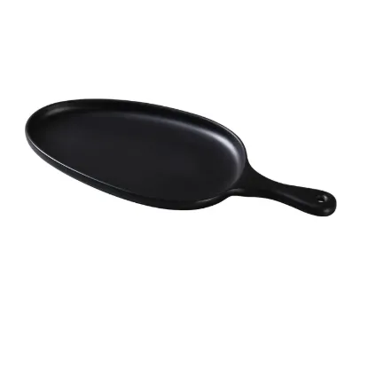 Picture of MO-808BK Moderne 14 1/2″ X 6 1/2″ X 1″ Pan Plate With Handle Black