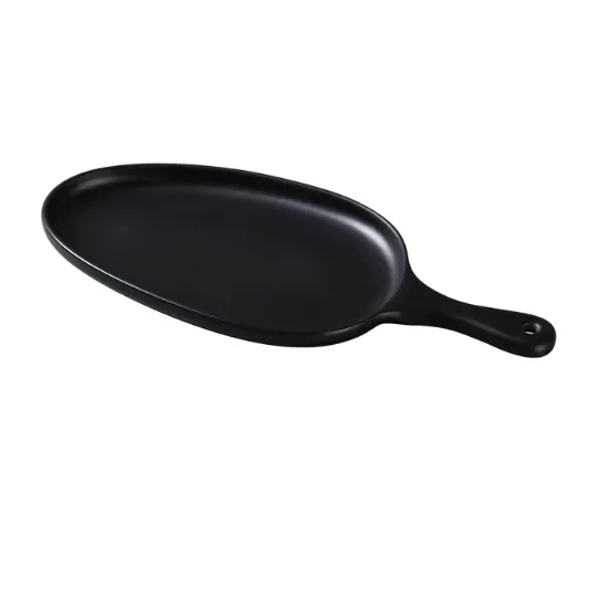 Picture of MO-808BK Moderne 14 1/2″ X 6 1/2″ X 1″ Pan Plate With Handle Black