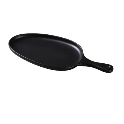 Picture of MO-809BK Moderne 15 1/2″ X 7 1/2″ X 1 1/4″ Pan Plate With Handle Black