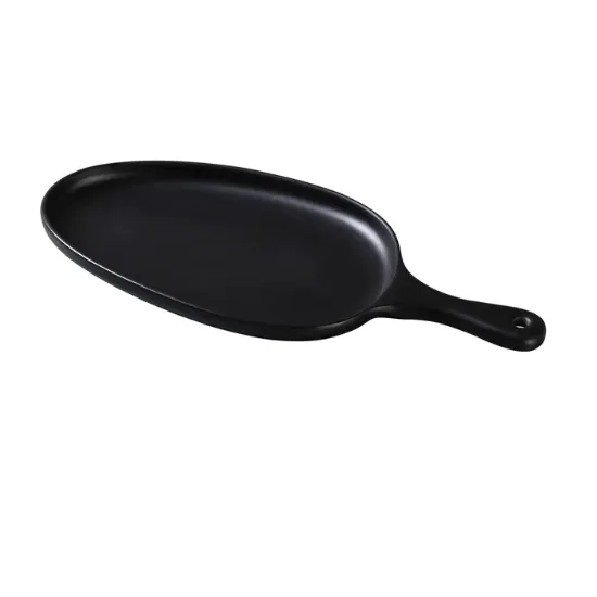 Picture of MO-809BK Moderne 15 1/2″ X 7 1/2″ X 1 1/4″ Pan Plate With Handle Black