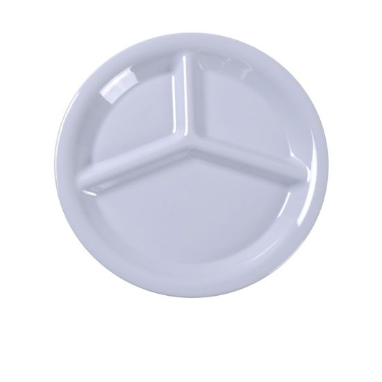 Picture of MS-710WT Milestone 10″ 3-Compartment Plate Blue White
