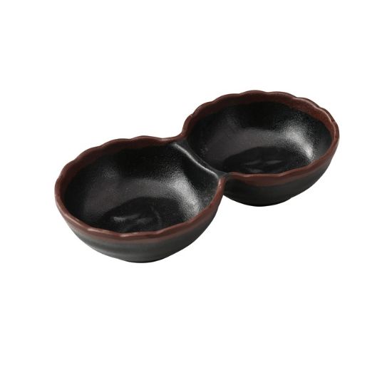 Picture of NA-506BK Nature Art 5 3/4″ X 3″ X 1 1/4″ Two Divided Sauce Dish 2 oz Each