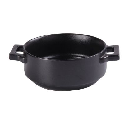 Picture of NB-907 Noble Black 7-1/2″ X 5-1/4″ X 2-1/4″ Round Bake Plate With Handle 20 oz, 5 1/4″ Diameter W/O Handle