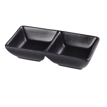 Picture of NB-4032 Noble Black 5-5/8″ X 3″ X 1-1/4″ Double Sauce Dish 1.5 oz Each
