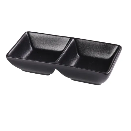 Picture of NB-4032 Noble Black 5-5/8″ X 3″ X 1-1/4″ Double Sauce Dish 1.5 oz Each
