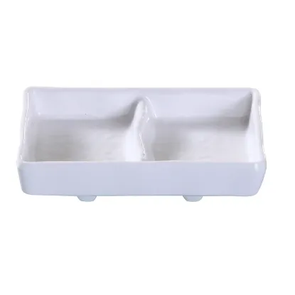 Picture of OK-4031 Osaka 5 3/4″ X 2 3/4″ Double Divided Sauce Dish 3 oz Each