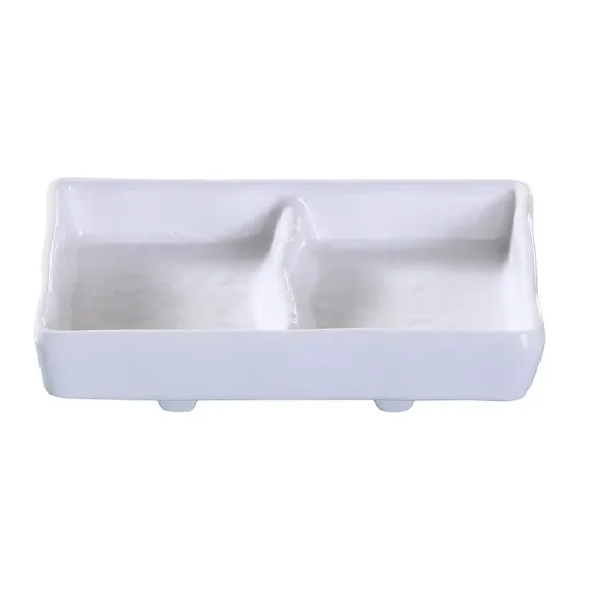 Picture of OK-4031 Osaka 5 3/4″ X 2 3/4″ Double Divided Sauce Dish 3 oz Each