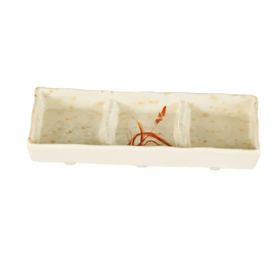 Picture of OR-4030 Orchis 7 1/2″ X 3″ Triple Sauce Dish Gold Orchis 2.5 oz Each