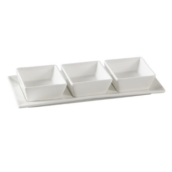 Picture of PS-724 Piscataway Three 3″ Square Bowl With 11″ X 4 1/4″ Tray 3 oz Each