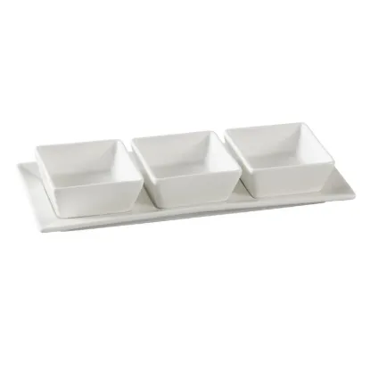 Picture of PS-724 Piscataway Three 3″ Square Bowl With 11″ X 4 1/4″ Tray 3 oz Each