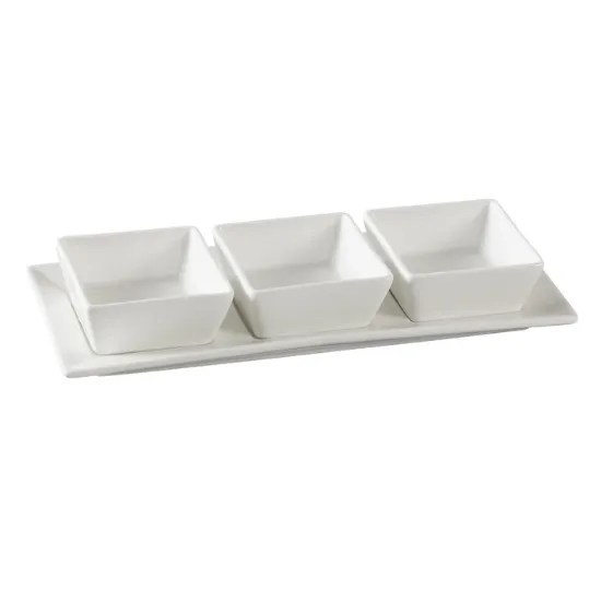 Picture of PS-724 Piscataway Three 3″ Square Bowl With 11″ X 4 1/4″ Tray 3 oz Each