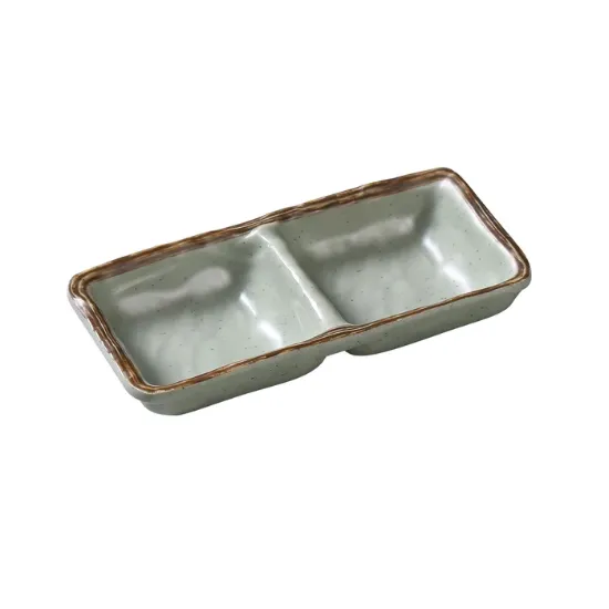 Picture of YO-4031 Yoto 6″ X 2 3/4″ X 3/4″ Double Sauce Dish 5 oz Each