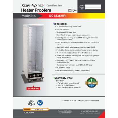 Picture of Serv-Ware SC1836HPI-V Mobile Proofer Cabinet | Usa Equipment Direct