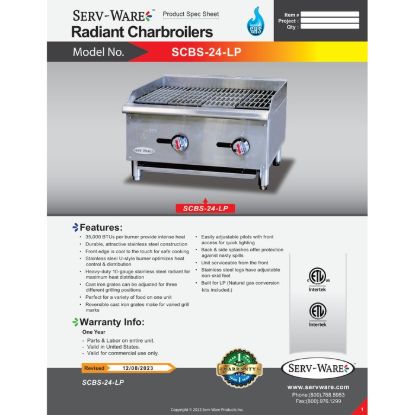 Picture of Serv-Ware SCBS-24-LP Gas Griddle/Charbroiler Floor Model | Usa Equipment Direct