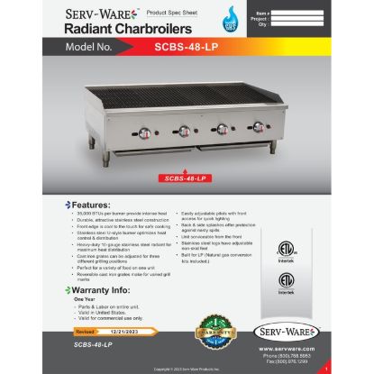 Picture of Serv-Ware SCBS-48-LP Griddle and Charbroiler Gas Floor Model | Usa Equipment Direct