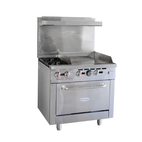 Picture of Serv-Ware, SGR-2B-24G, Range, 36" Restaurant, Gas (SGR-2B-24G-LP)