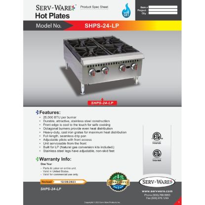 Picture of Serv-Ware SHPS-24-LP Griddle and Charbroiler Gas Model | Usa Equipment Direct