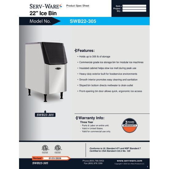 Picture of Serv-Ware SWB22-305 Ice Bin for Ice Machines | Usa Equipment Direct
