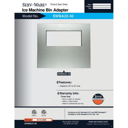 Picture of Serv-Ware SWBA22-30 Ice Bin with Parts & Accessories | Usa Equipment Direct
