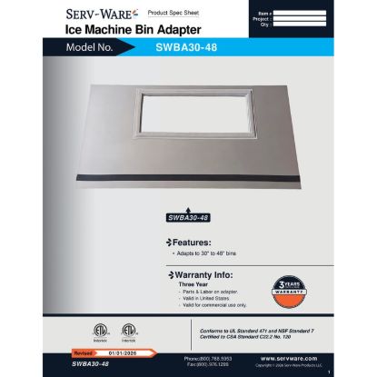 Picture of Serv-Ware SWBA30-48 Ice Bin with Parts & Accessories | Usa Equipment Direct