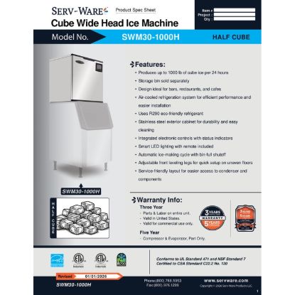 Picture of Serv-Ware SWM30-1000H High Capacity Ice Maker | Usa Equipment Direct